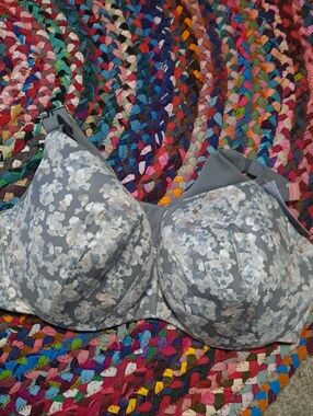 Cacique Gray Floral Full-Coverage Bra